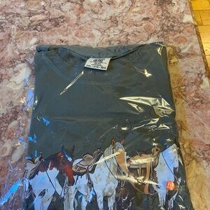 Green Graphic T-Shirt with Horse Design